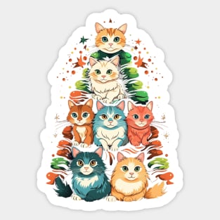 Cat Christmas Tree Sticker